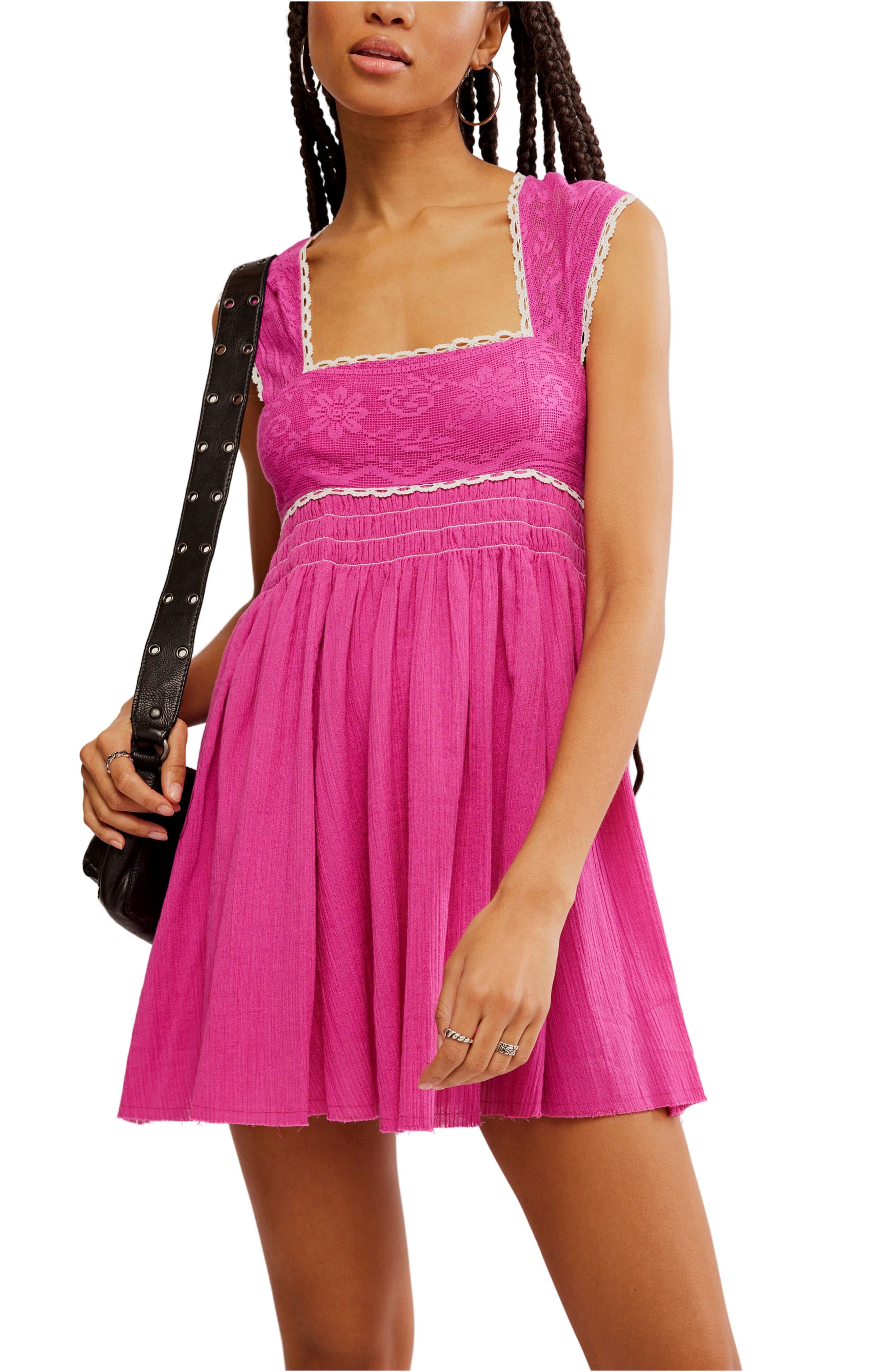 Free People Heartland Embroidered Bodice Cotton Minidress (Women)