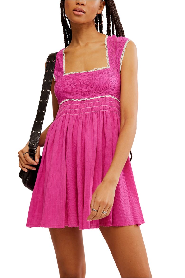 heartland embroidered bodice cotton mini dress Free People Women's Heartland Mini Dress - Pink - Size M