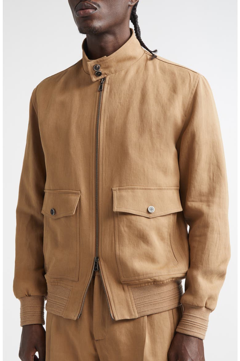 Barracuta Linen Bomber Jacket, Alternate, color, PASTEL BROWN