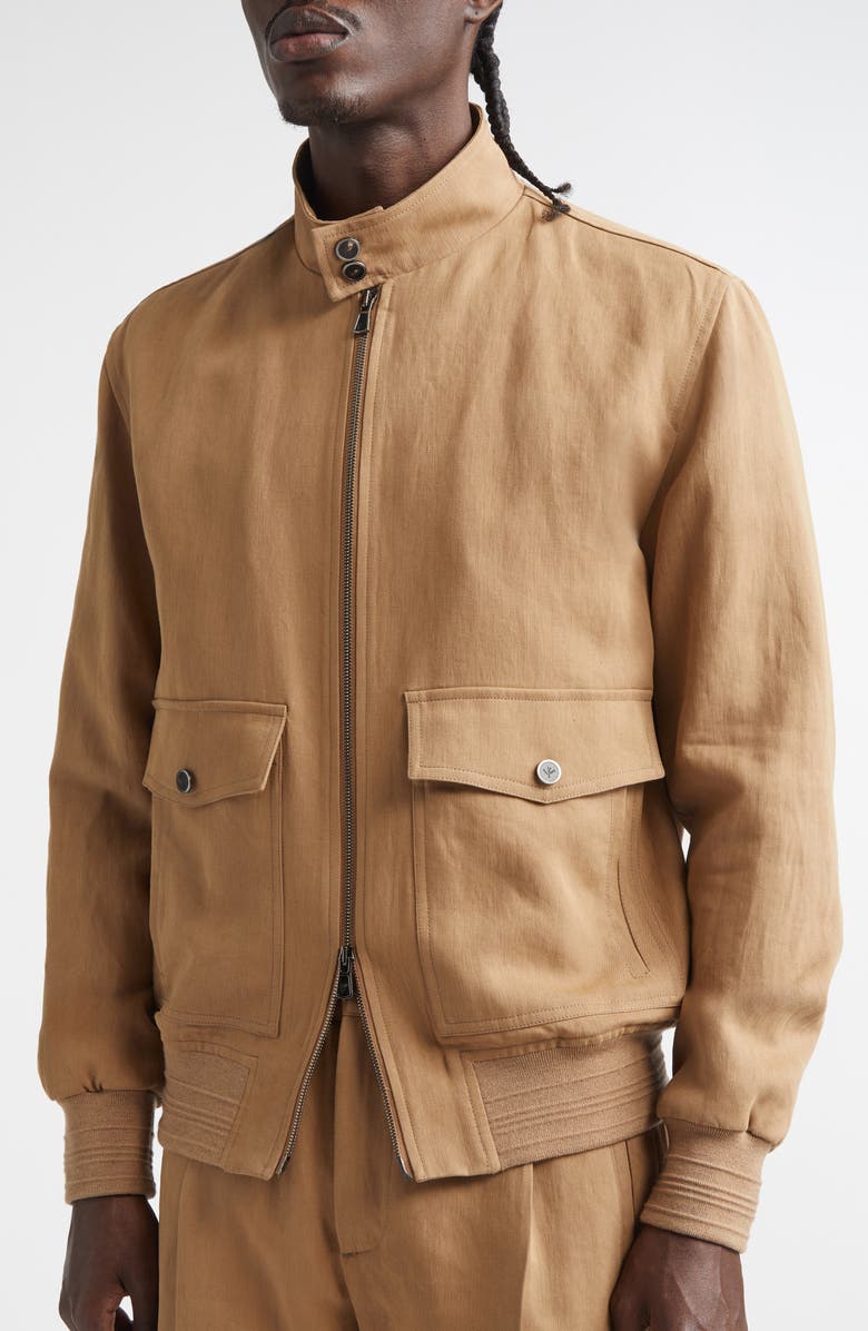 ISAIA Barracuta Linen Bomber Jacket, Alternate, color, Pastel Brown