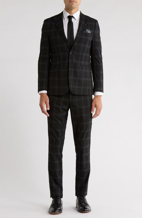 Fancy Plaid Two Button Slim Fit Suit