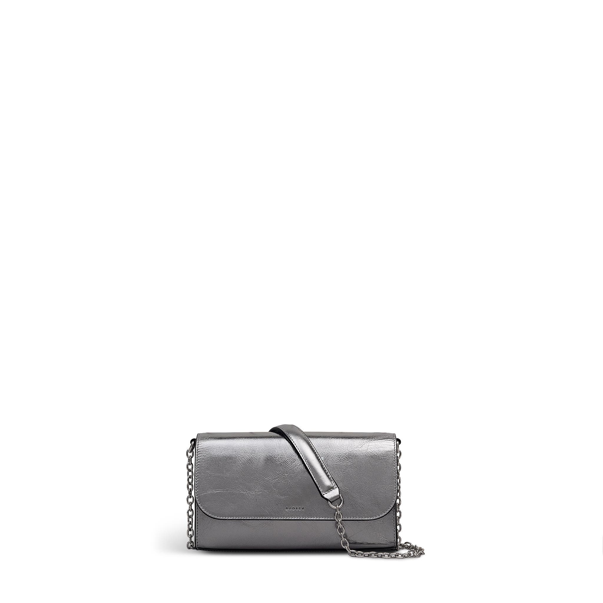 Radley The Rathbone - Metallic Micro Flapover Crossbody Bag, Main, color, Silver