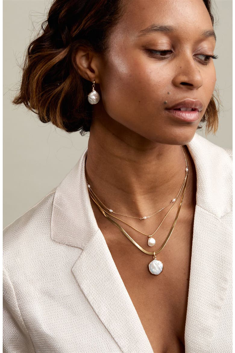 Gracie Freshwater Pearl Drop Earrings, Alternate, color, GOLD