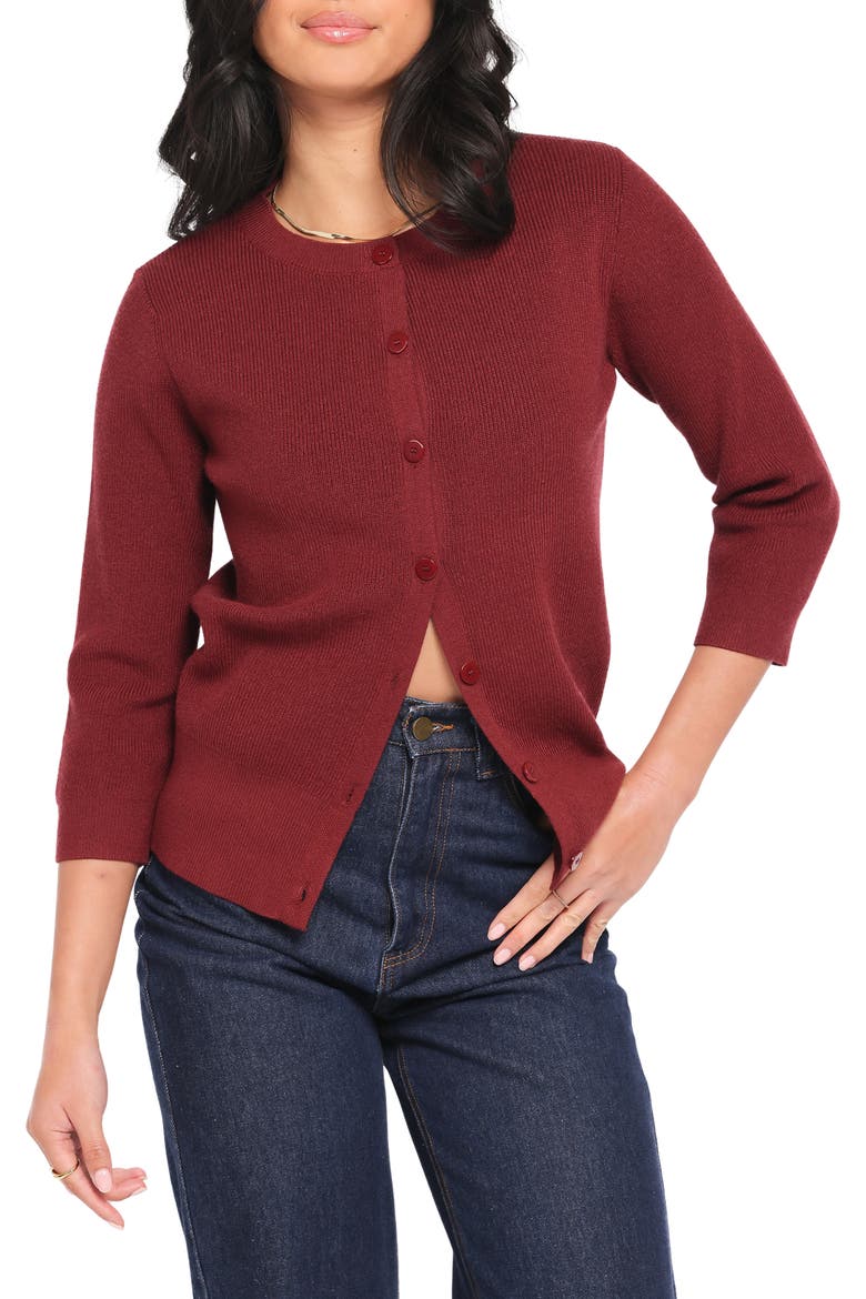 Cataline Button Front Cardigan, Main, color, WINE