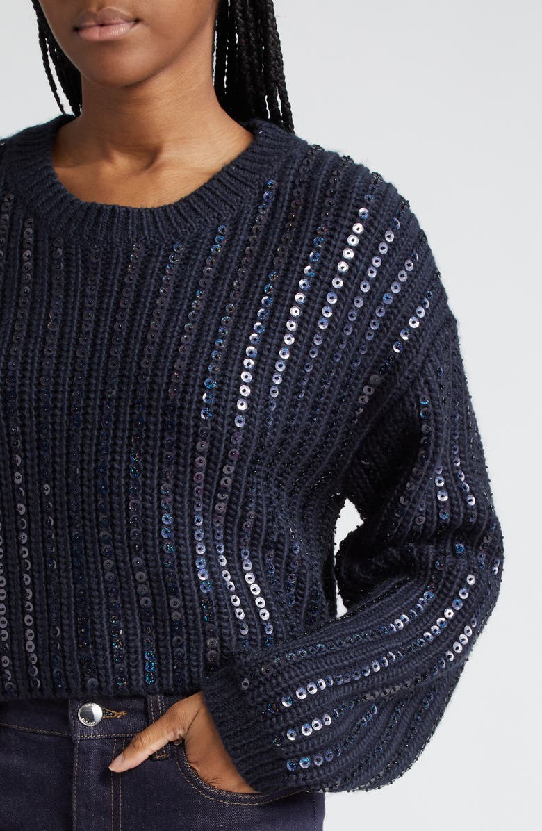 Cinq à Sept Phoebe Sequin Crop Sweater, Alternate, color, 