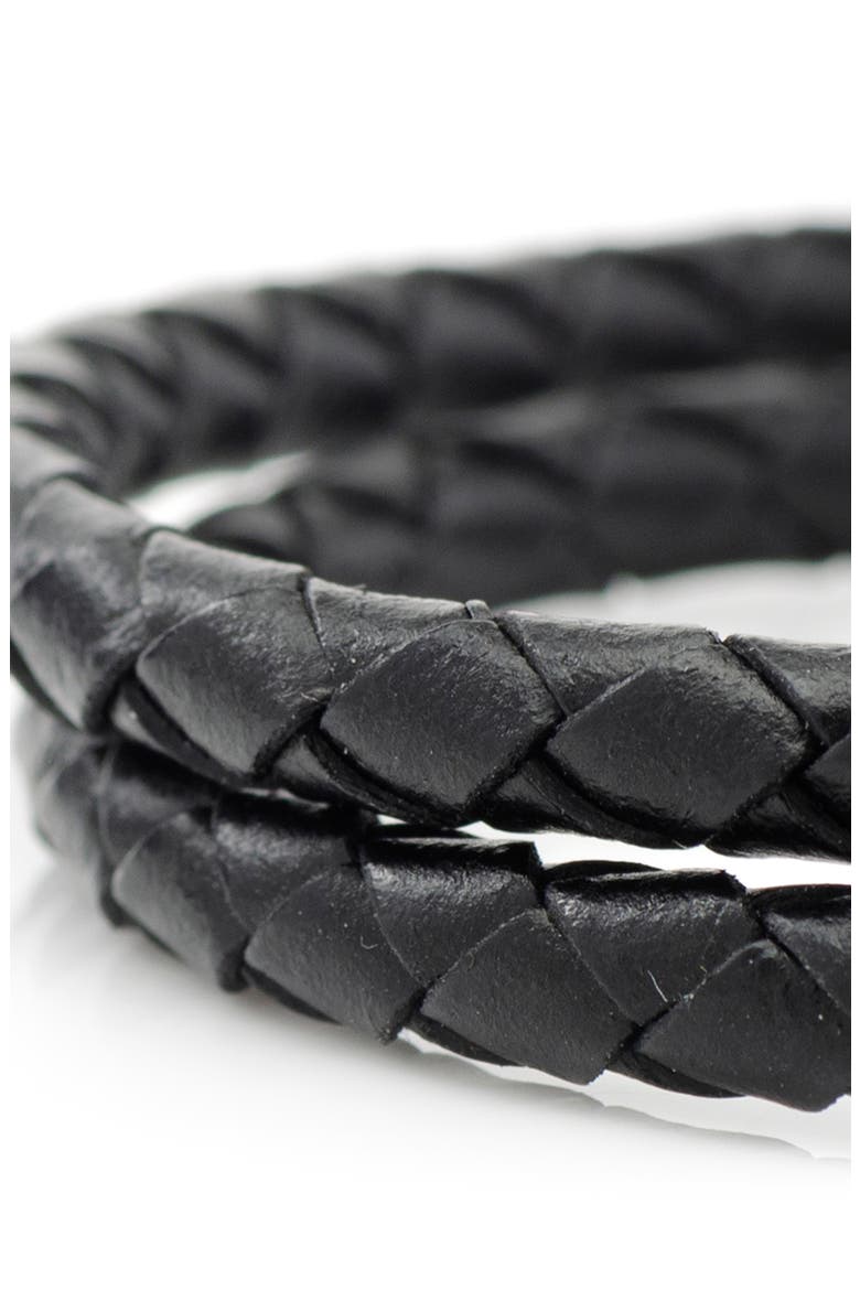 Mandalorian Braided Leather Wrap Bracelet, Alternate, color, SILVER