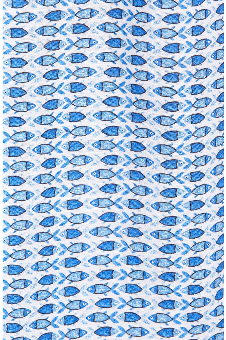 Hangin' Out Arie Fish Print Short Sleeve Button-Up Shirt, Alternate, color, LAGUNA BLUE