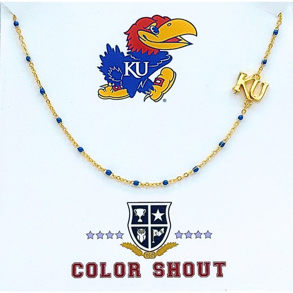 Color Shout Kansas University Side Necklace In Gold