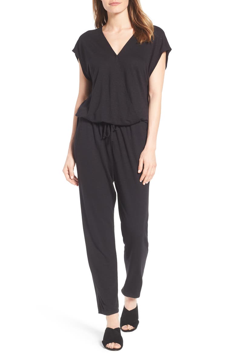Knit Jumpsuit, Main, color, BLACK