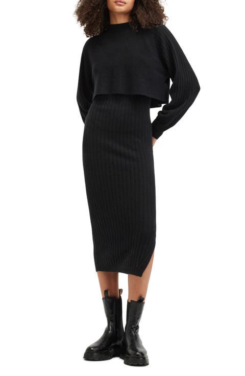 Margot Two-Piece Rib Crop Sweater & Midi Sweater Dress