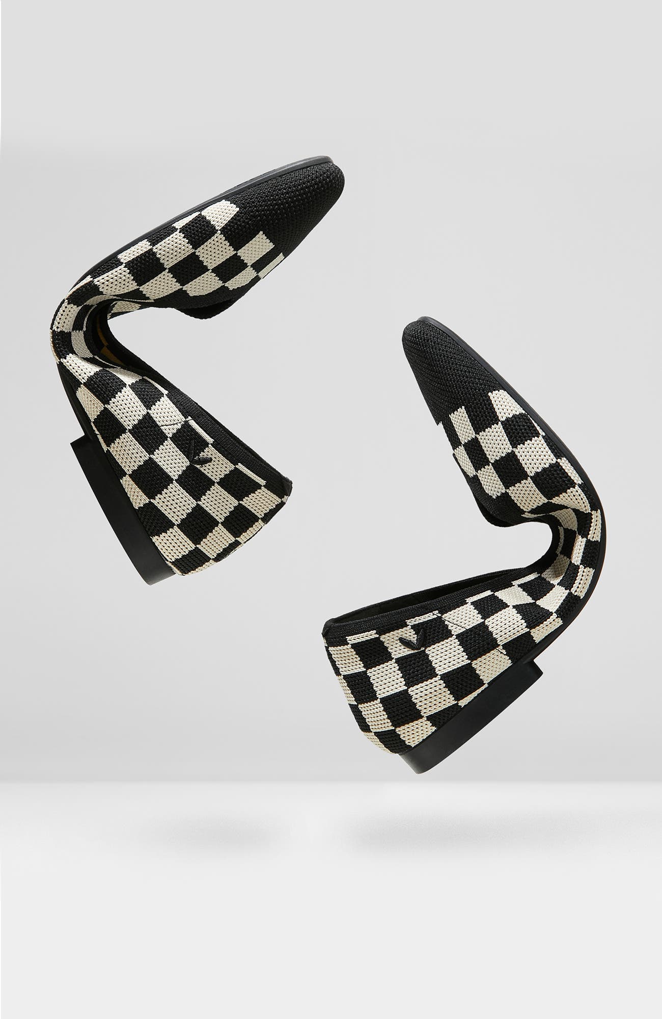 VIVAIA Square-Toe V-Cut Flats, Alternate, color, Checker