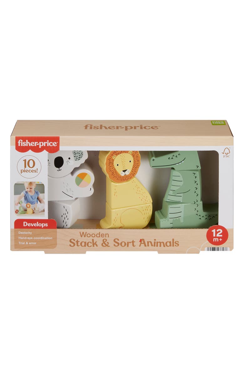 FISHER PRICE Stack N Sort Animals Wooden Play Set, Alternate, color, 