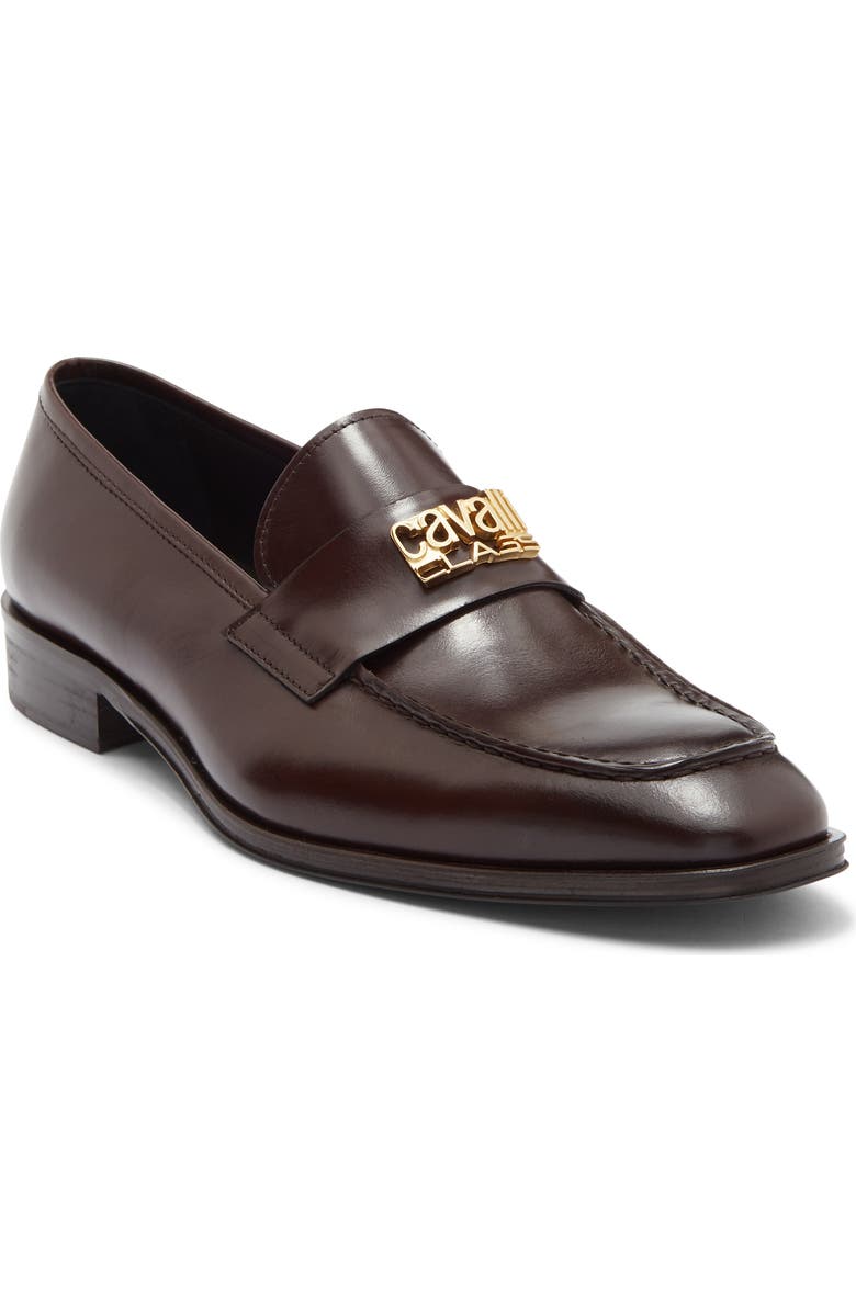 Roberto Cavalli Logo Bit Loafer, Main, color, Brown