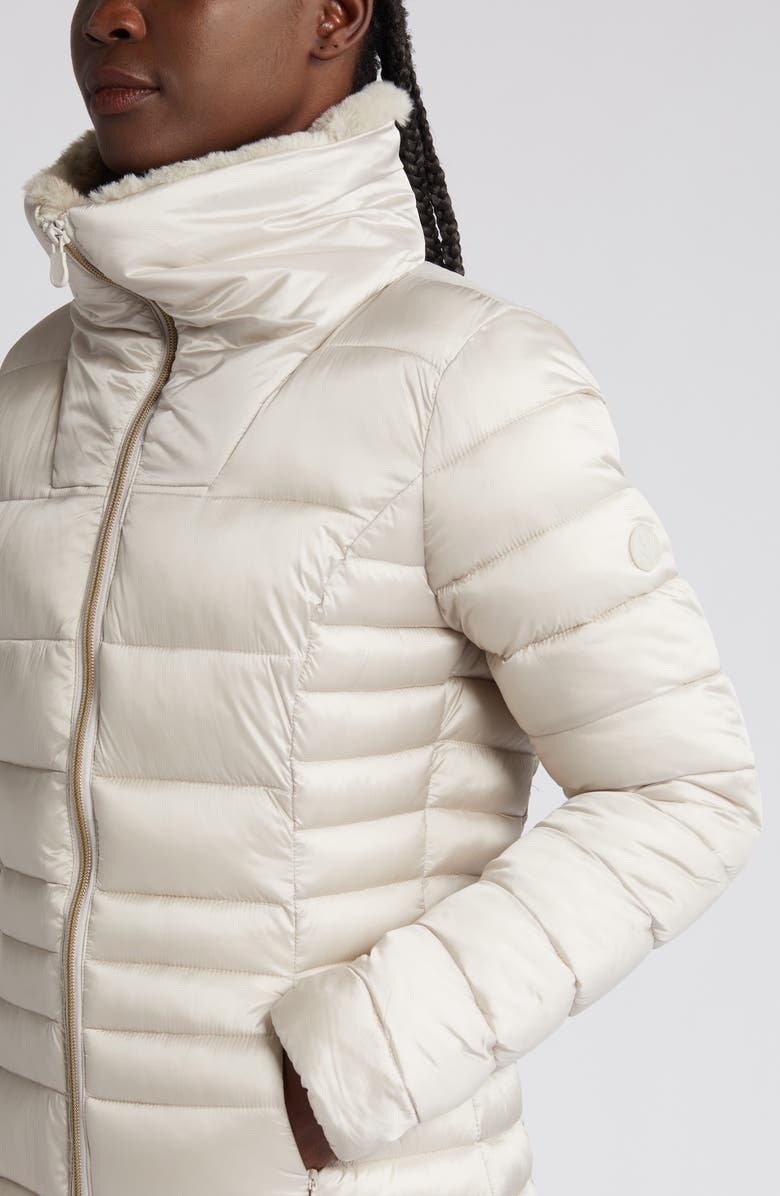 Save The Duck Caroline Water Repellent Satin Puffer Jacket, Alternate, color, Rainy Beige