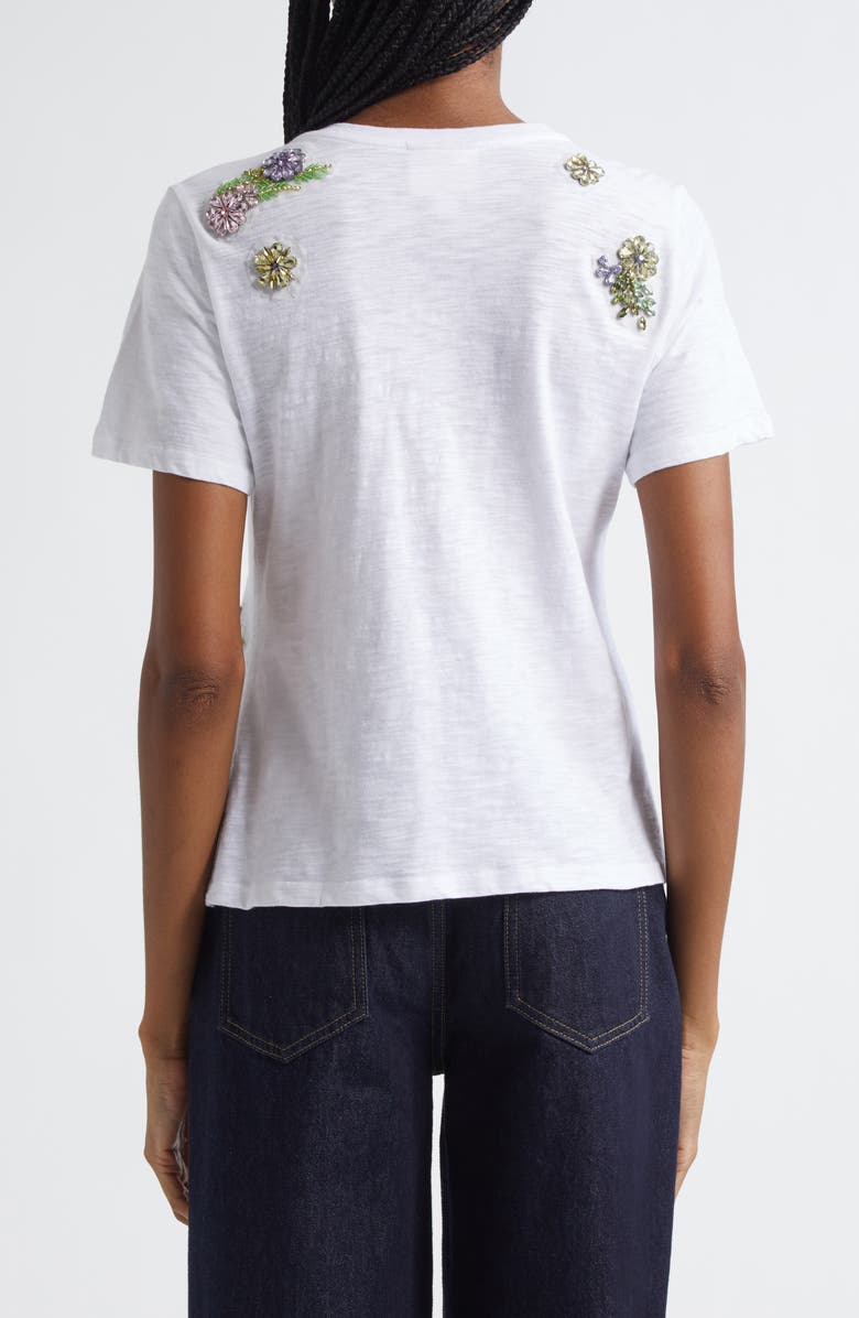 Cinq à Sept Ivy Floral Crystal Cotton T-Shirt, Alternate, color, 