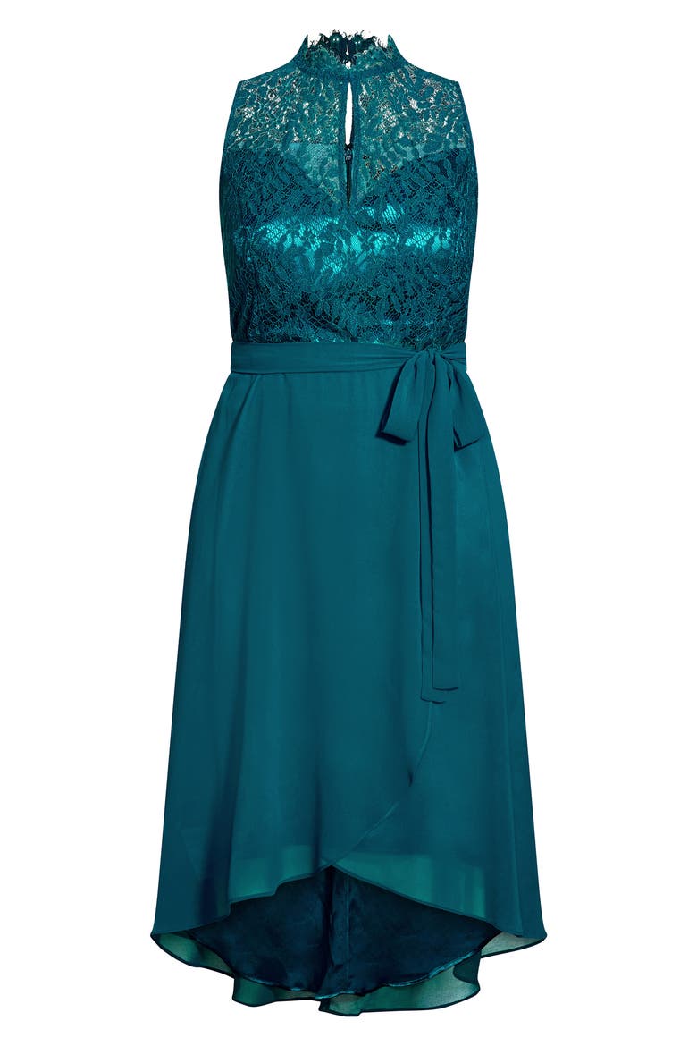 Vera Lace Sleeveless High-Low Dress, Alternate, color, TEAL