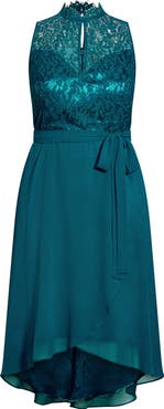 City Chic Vera Lace Sleeveless High-Low Dress