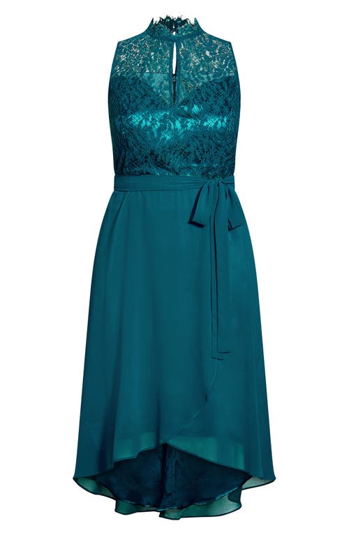City Chic Vera Lace Sleeveless High-low Dress In Green