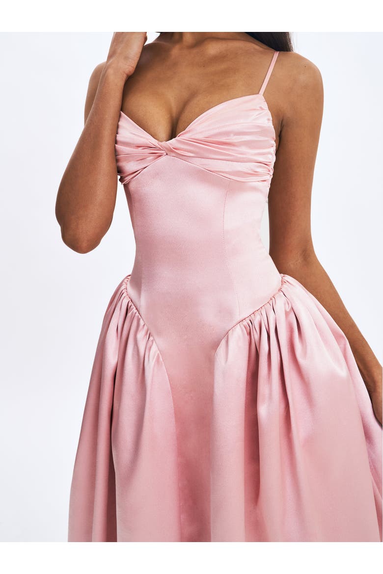 Tullia Satin Ruched Midi Dress, Alternate, color, Dusty Rose