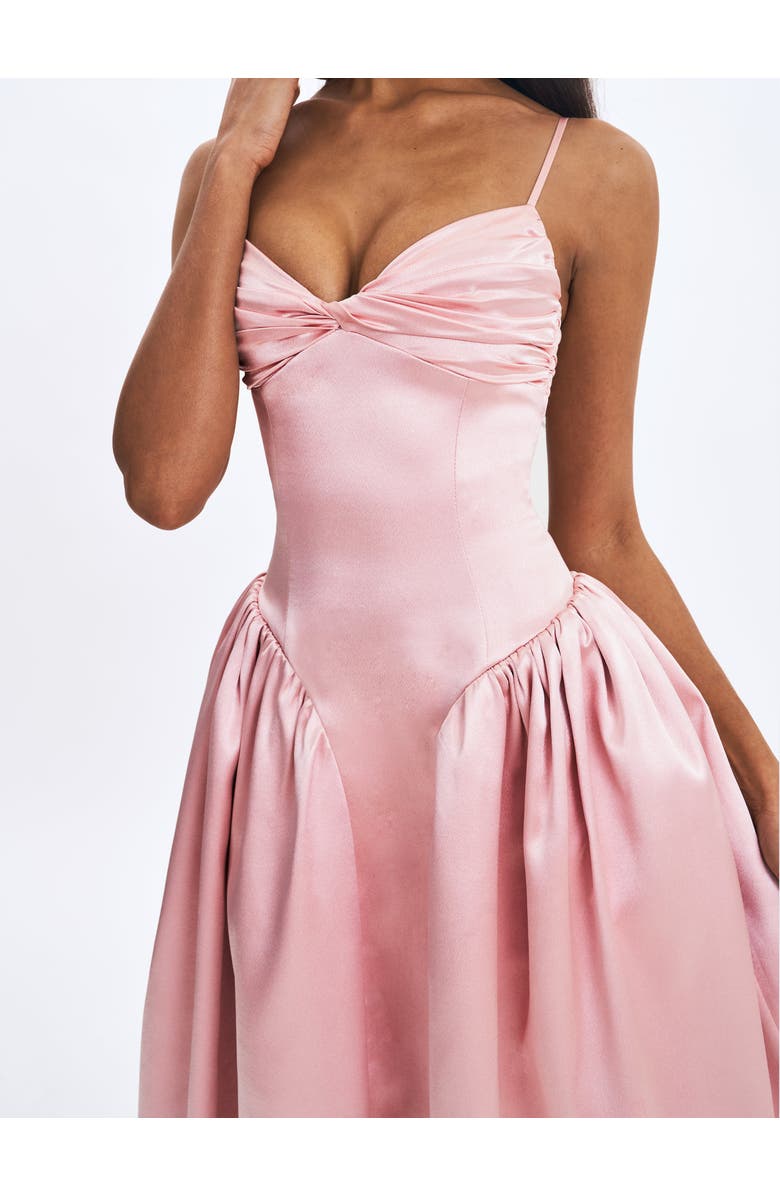 Miss Circle Tullia Satin Ruched Midi Dress, Alternate, color, Dusty Rose