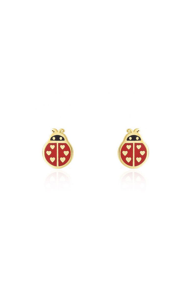 The Lovery Fine Jewelry Ladybug Enamel Stud Earrings, Alternate, color, Red Enamel