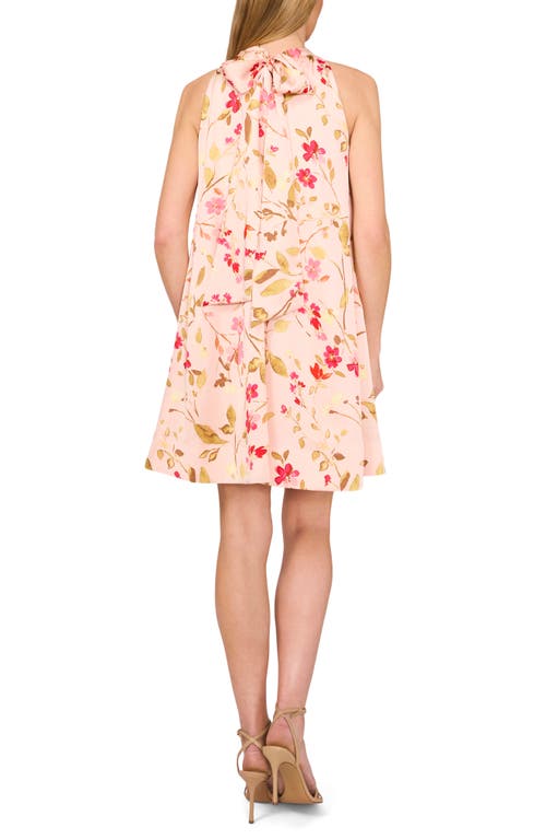 Shop Cece Floral Bow Back Sleeveless Minidress In Sugar Peach