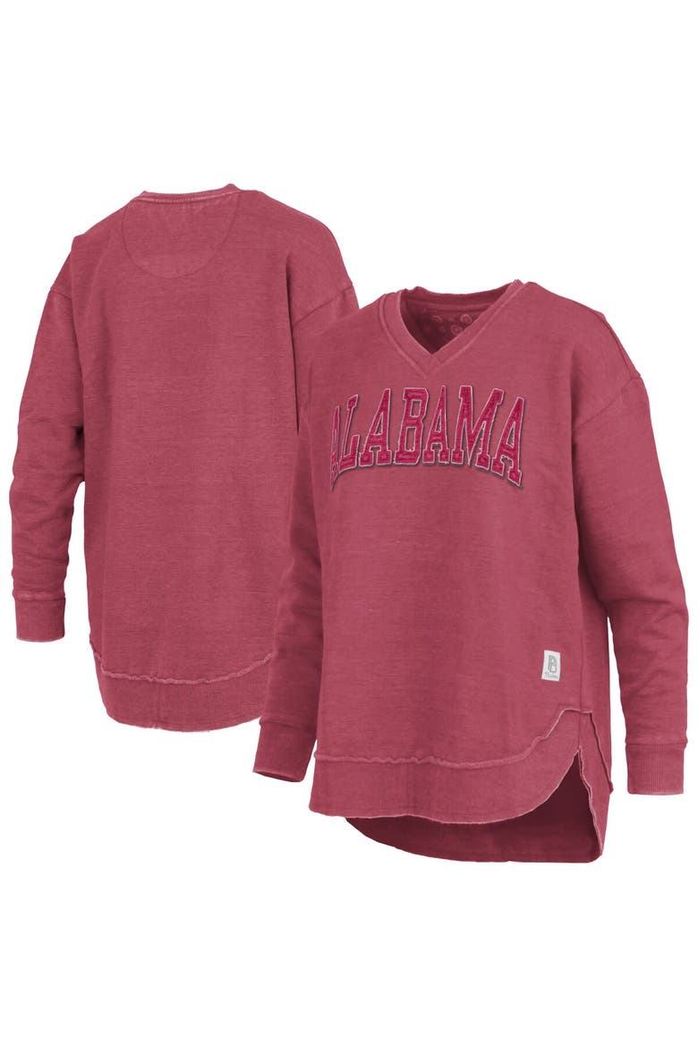 Women's Pressbox Crimson Alabama Crimson Tide Westin Poncho V-Neck Pullover Sweatshirt, Main, color, Crimson