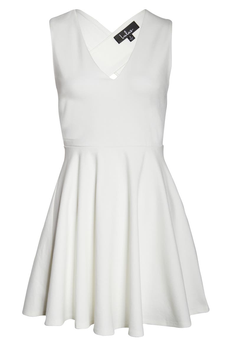 Going Steady Backless Skater Dress, Alternate, color, WHITE