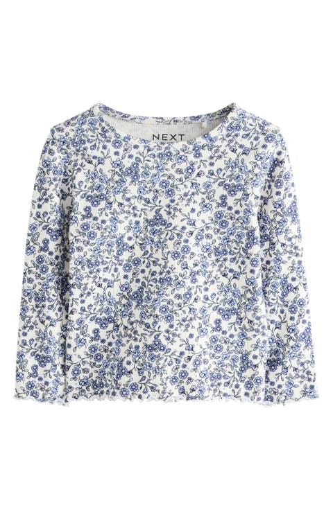 Kids' Ditsy Floral Long Sleeve Rib Top