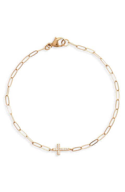 Love Letter Diamond Cross Pendant Bracelet