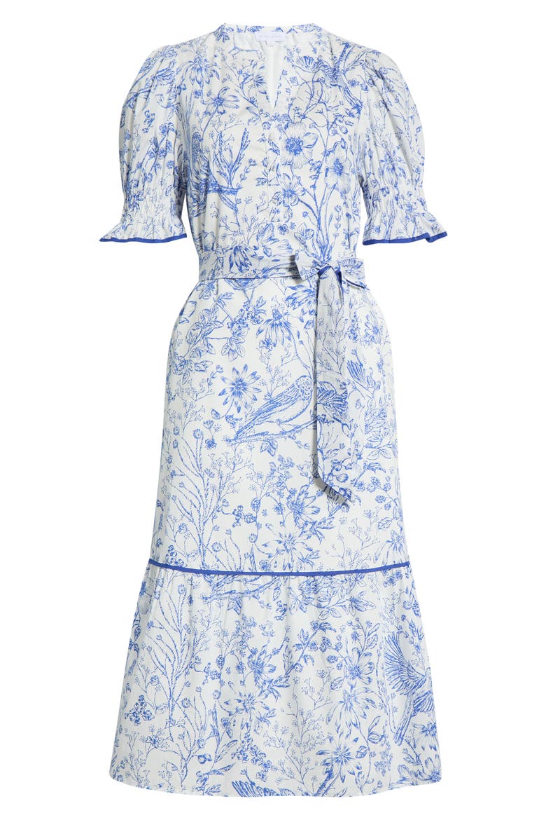 Eve Floral Nori Midi Dress, Alternate, color, WHITE/ BLUE