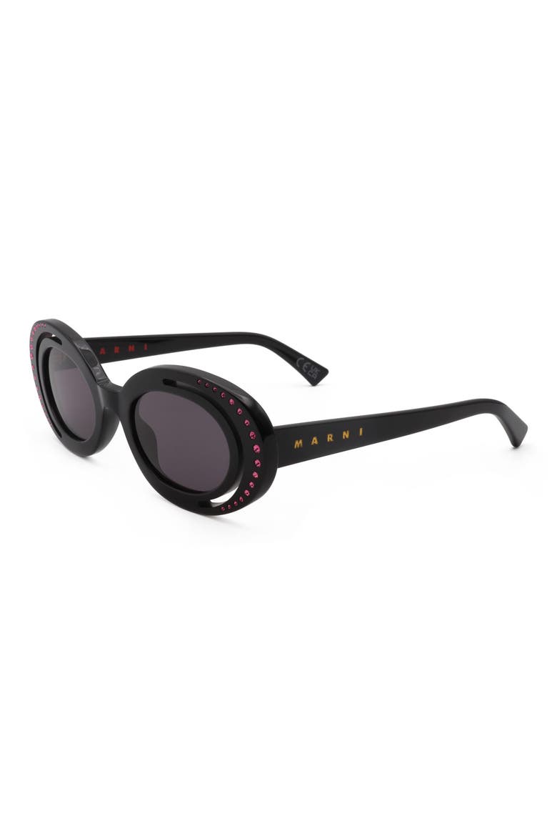 51mm Oval Sunglasses, Alternate, color, BLACK / GREY