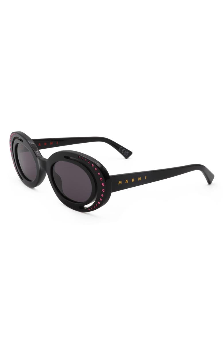 Marni 51mm Oval Sunglasses, Alternate, color, Black / Grey