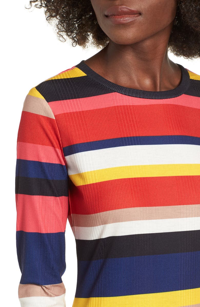 Socialite Rainbow Stripe Rib Knit Dress, Alternate, color,