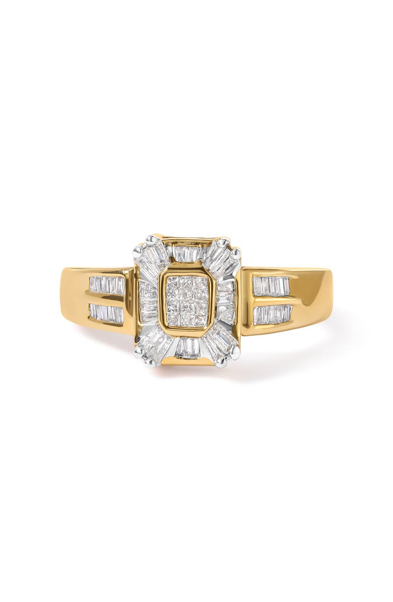 Haus of Brilliance 10K Yellow Gold 1/2 Cttw Diamond Composite and Halo Ring, Main, color, Yellow