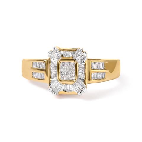 10K Yellow Gold 1/2 Cttw Diamond Composite and Halo Ring