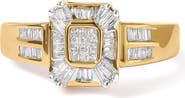 Haus of Brilliance 10K Yellow Gold 1/2 Cttw Diamond Composite and Halo Ring