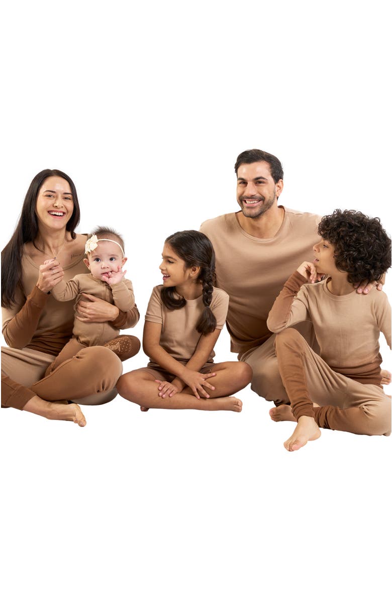 Leveret Footed Tie Dye Cotton Matching Family Pajamas, Alternate, color, Tie Dye Beige