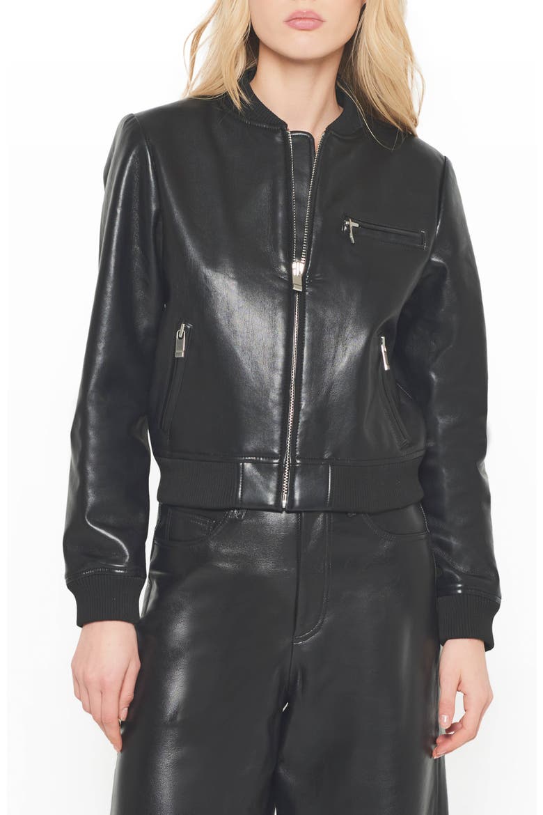 Dixie Recycled Leather Bomber Jacket, Main, color, Black