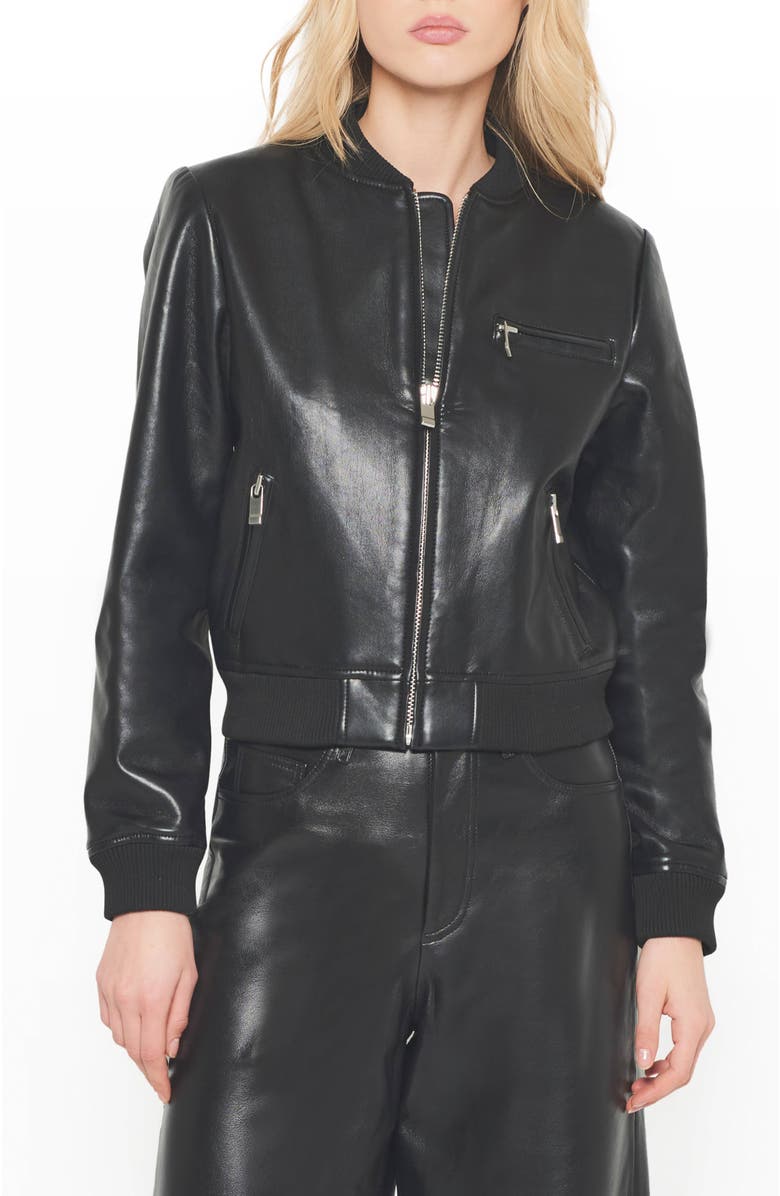 AS by DF Dixie Recycled Leather Bomber Jacket, Main, color, Black