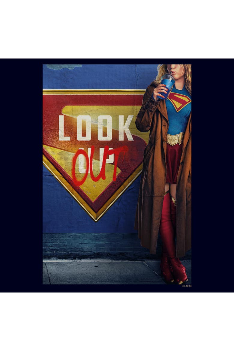 Men's Supergirl Official Look Out Poster  Graphic T-Shirt, Alternate, color, Navy Blue