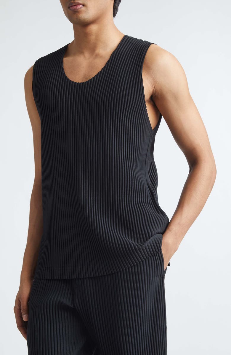 Homme Plissé Issey Miyake Monthly Colors June Pleated Sleeveless Top, Alternate, color, Black