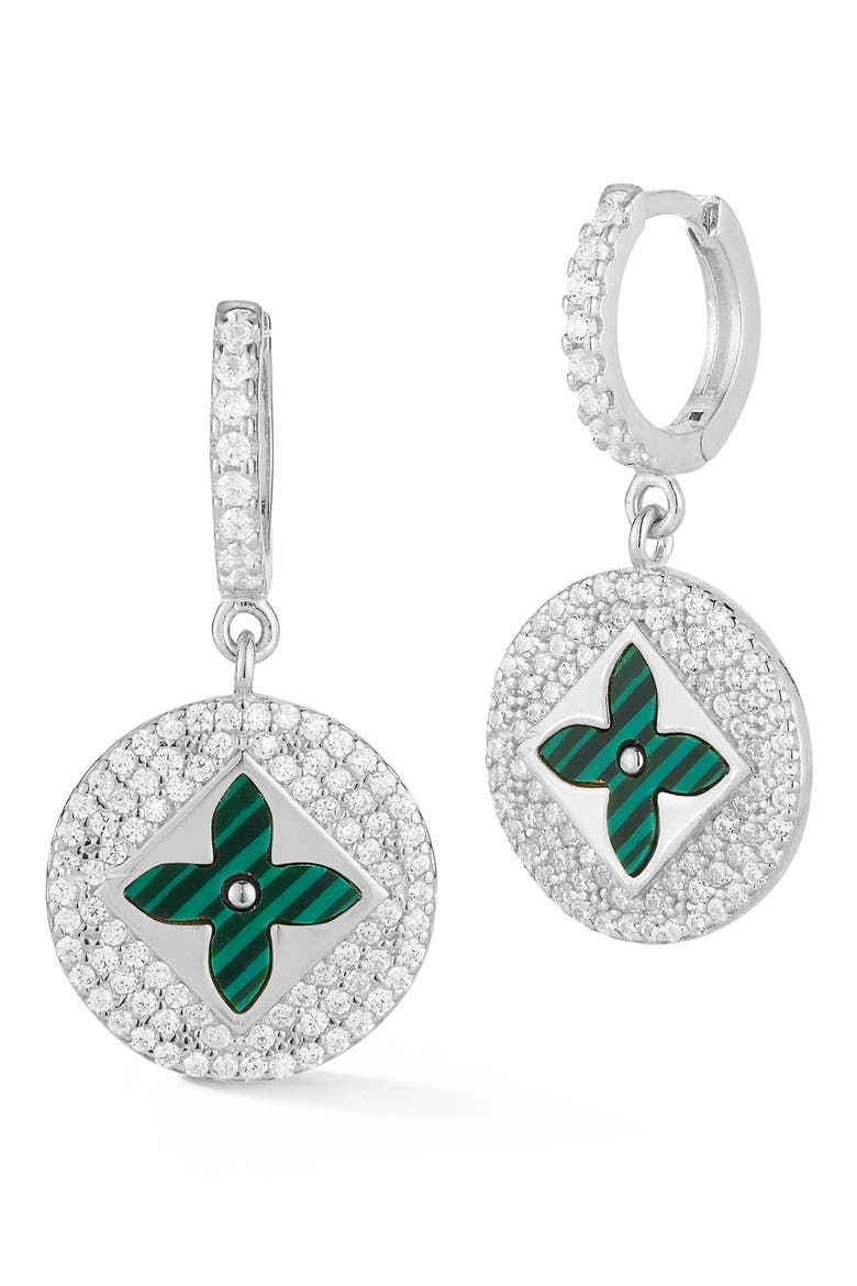 Clover Drop Earrings, Main, color, SILVER