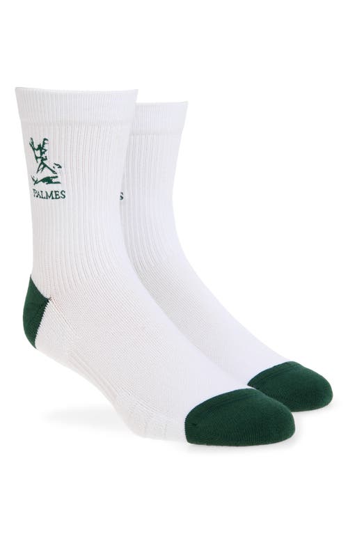 PALMES Contrast Logo Tennis Crew Socks in White  product