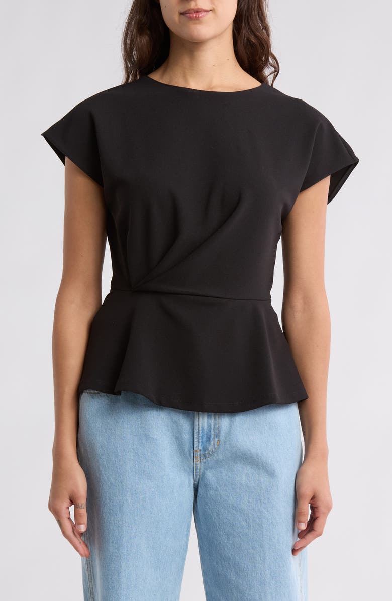 MELLODAY Short Sleeve Gathered Peplum Top, Main, color,