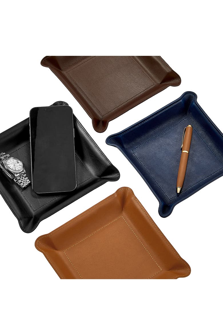 Leather Catchall Tray, Alternate, color, Navy