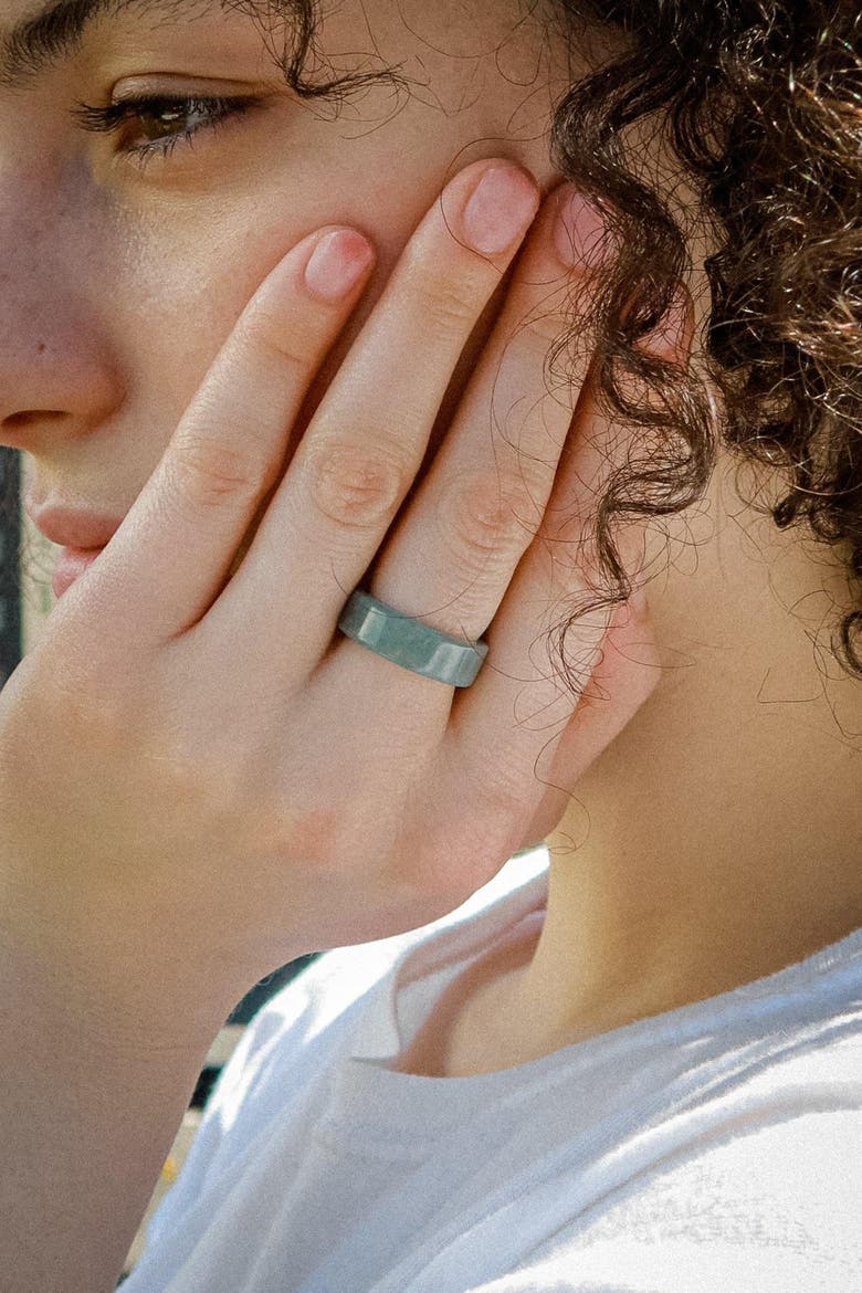 Gale Cyan square jade ring, Alternate, color, Blue