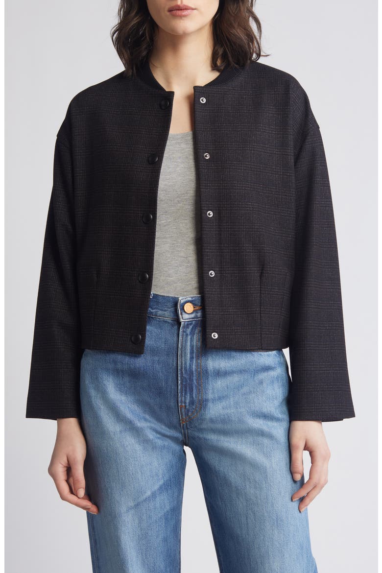 Knit Bomber Jacket, Main, color, CHARCOAL INDIGO MULTI