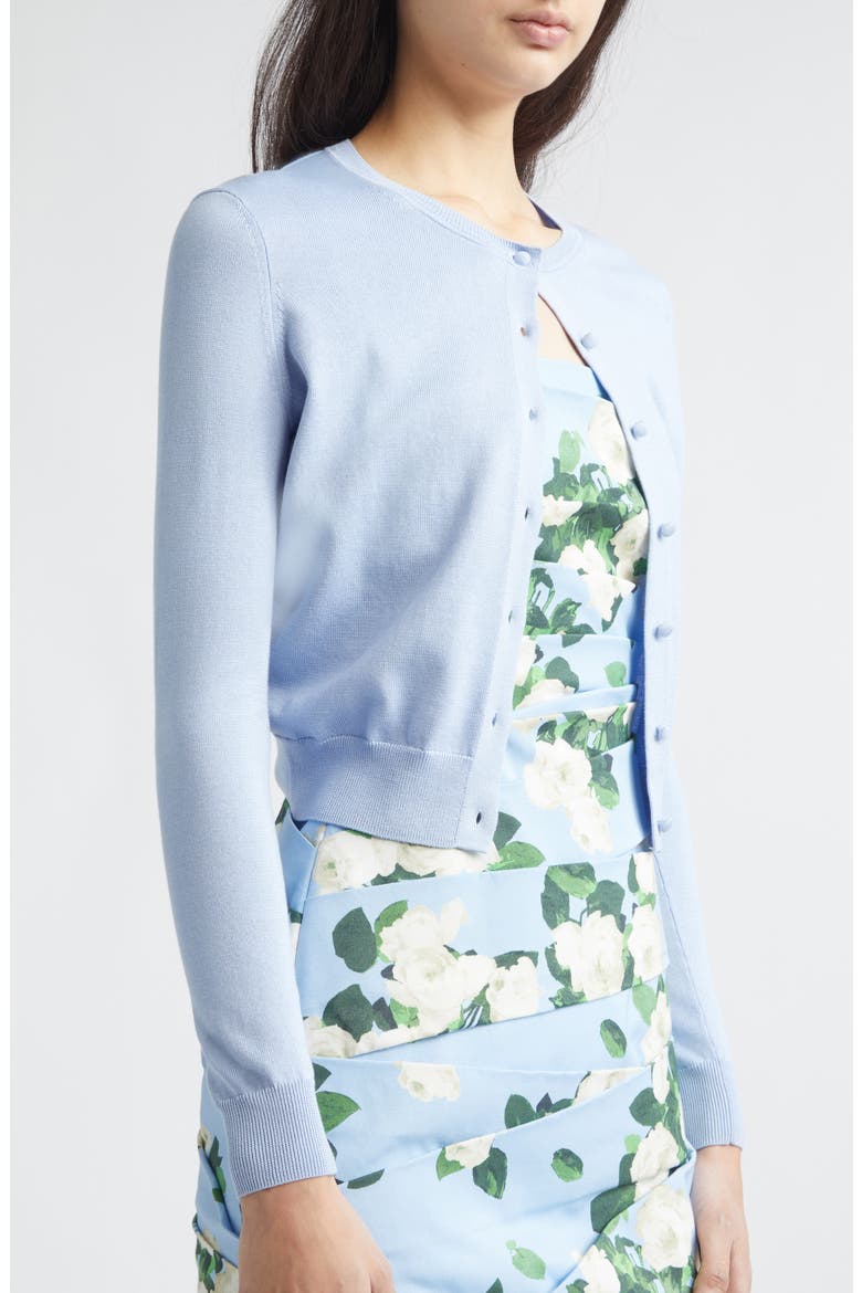 Silk & Cotton Crop Cardigan, Alternate, color, CLOUDY BLUE