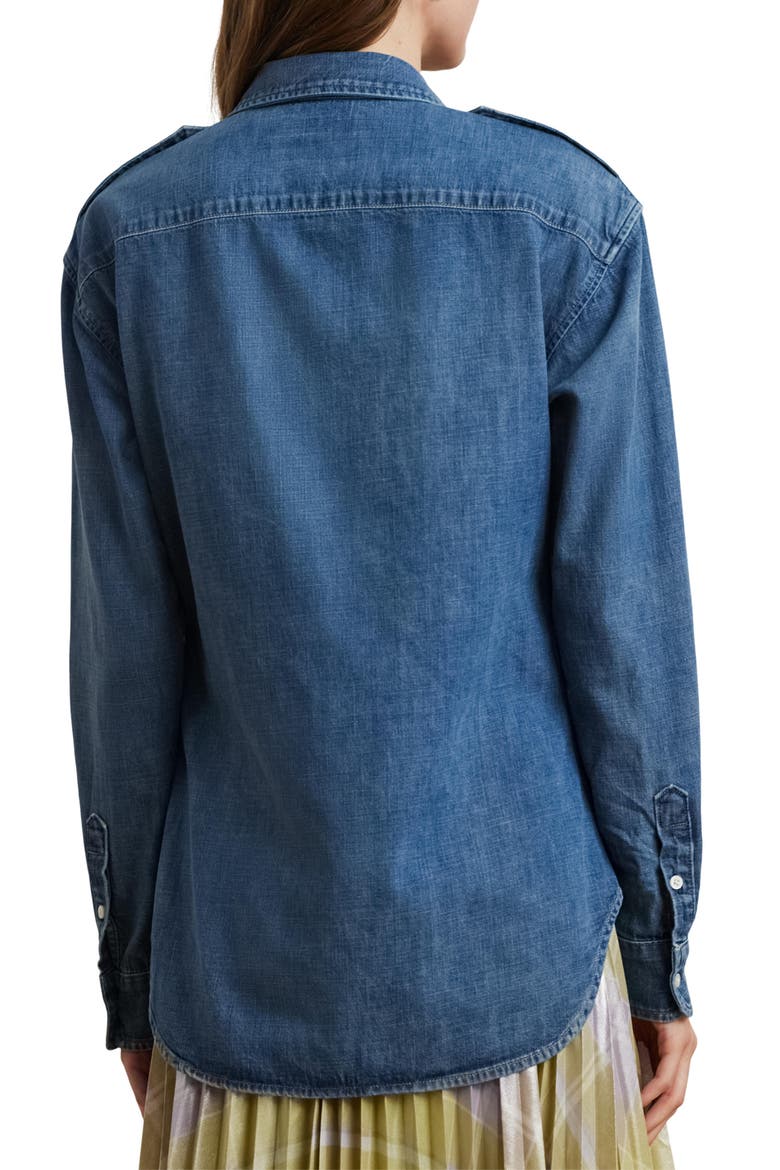 Relaxed Fit Denim Button-Up Shirt, Alternate, color, OPAL WASH